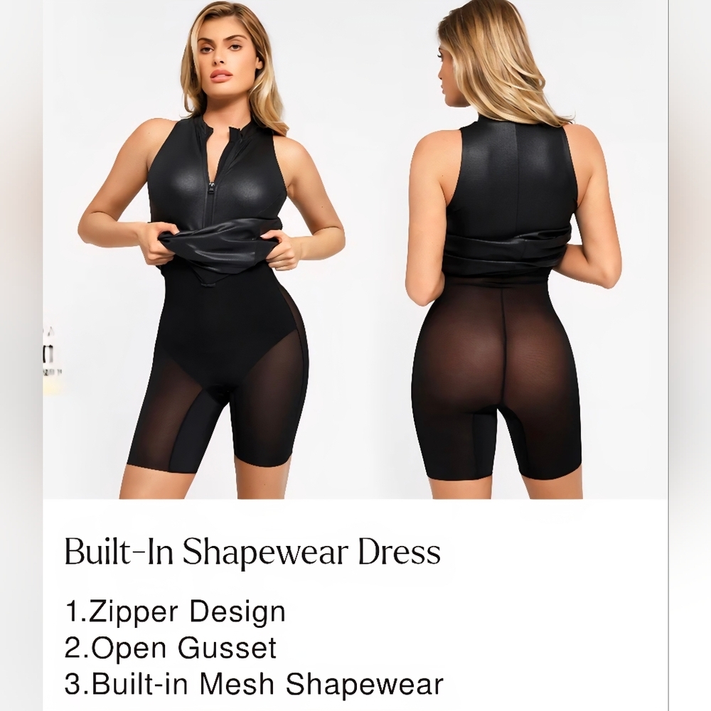 Popilush FAUX LEATHER DRESS --WITH BUILT IN SHAPEWEAR #517 - Picture 11 of 13